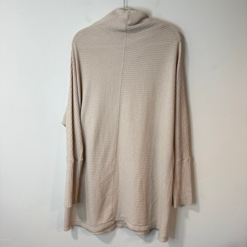 Free People Women's Kitty Tunic Top Shirt Waffle Cowlneck Oversized Cream Large‎